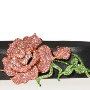 Deborah Drattell  DEANA Leather belt with jewelled flower